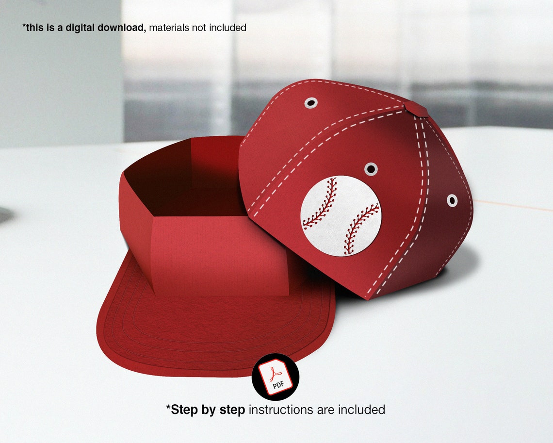 Baseball Cap Box svg Baseball cap template printable favor Etsy