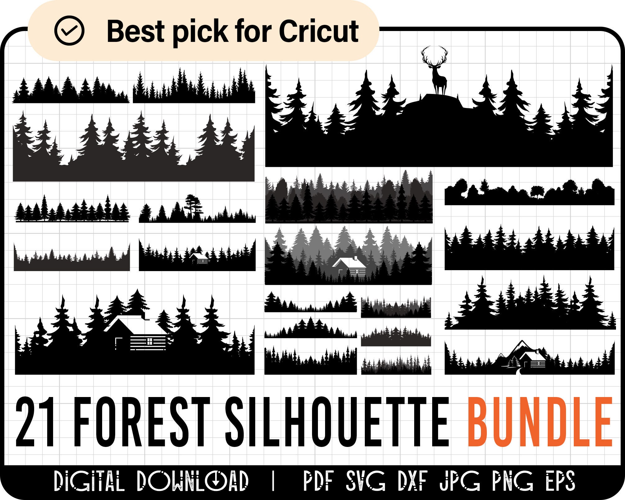 Tree SVG Forest silhouette Woods Svg Forest cut files for Cricut Forest