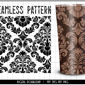 Damask seamless pattern svg, Tooled leather svg, floral pattern, tumbler wrap sublimation designs, western, dxf, cut file cricut silhouette