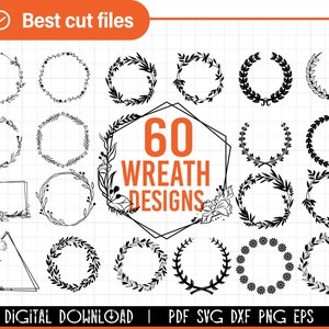 Wreath Svg Bundle, floral svg, circle frame svg, circle monogram svg, circle border svg, floral frame svg svg files for cricut, silhouette