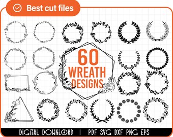 Kranz-Svg-Bundle, floral svg, Kreis Rahmen svg, Kreis Monogramm svg, Kreis Grenze svg, Blumen Rahmen svg svg-Dateien für Cricut, Silhouette