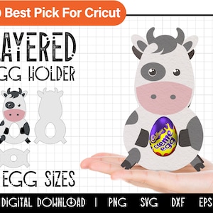 Koe eihouder svg, easter egg svg, easter egg basket cut files for cricut, layered svg, chocolate egg holder svg, egg stand template, dxf