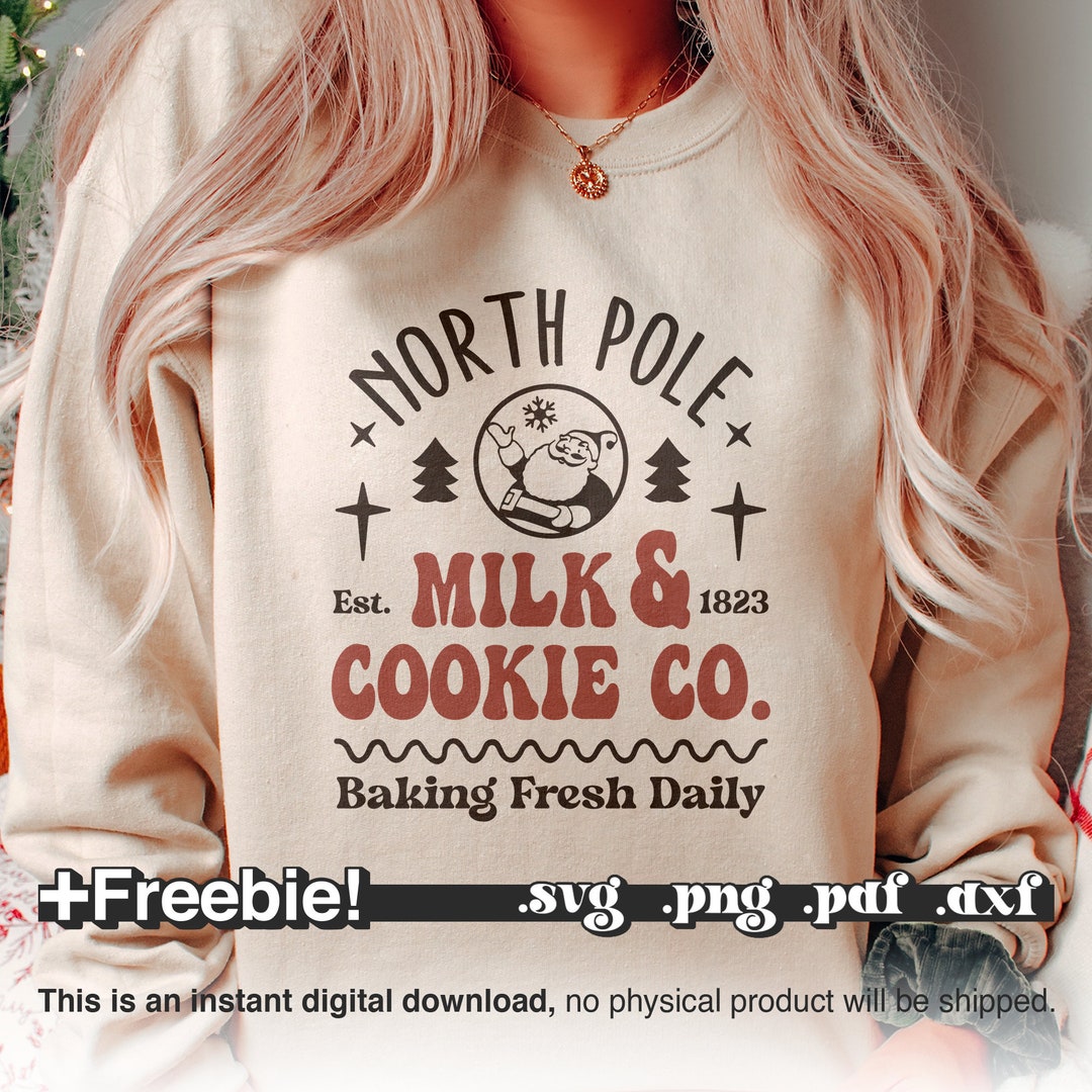 Retro North Pole SVG PNG, Milk & Cookie Co Svg, Christmas Vintage Svg