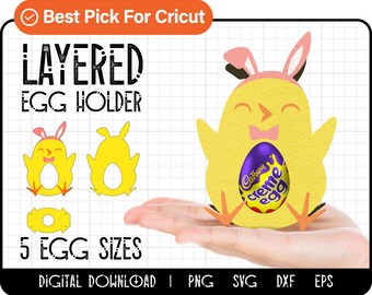 Easter egg holder svg, chick svg, easter eggs svg, easter cut files, box template svg, easter chocolate eggs, happy easter svg, chicken svg