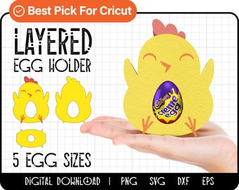Easter egg svg, Layered egg holder svg, chick chicken svg, easter egg basket svg, dxf, egg stand template, easter chocolate, gift for kids