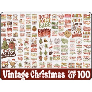 Vintage Christmas SVG Bundle, Groovy christmas Svg, Retro Christmas SVG, christmas words svg, boho christmas svg, Retro sublimation designs