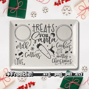 Dear Santa Tray Svg Png, Christmas Tray Svg, Tray for Santa Svg, Cookies for Santa, Santa Cookie Tray rectangle board Laser File Glowforge