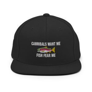 Women Fear Me Fish Want Me Embroidered Bucket Hat 