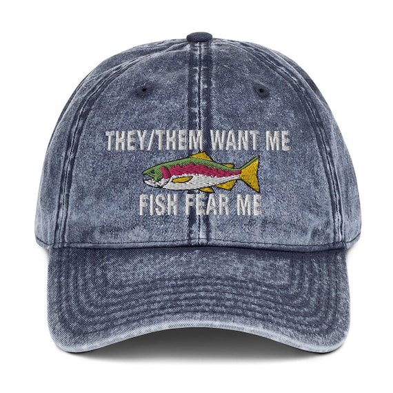 Women Want Fish, Me Fear Me, Embroidered Corduroy Hat