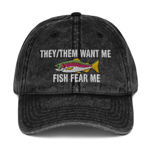 They / Them Want Me Fish Fear Me Embroidered Vintage Cotton Twill