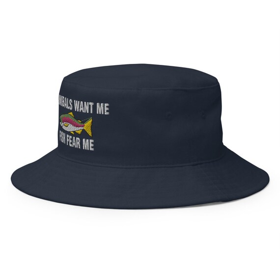 Fish Fear Me Embroidered Bucket Hat - Etsy