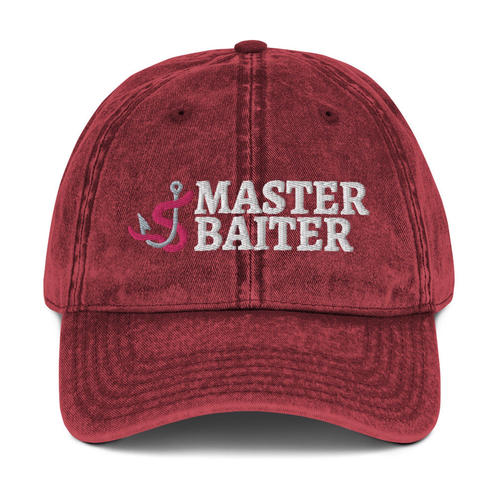 Master Baiter Fishing Embroidered Vintage Cotton Twill Cap Etsy Hong Kong