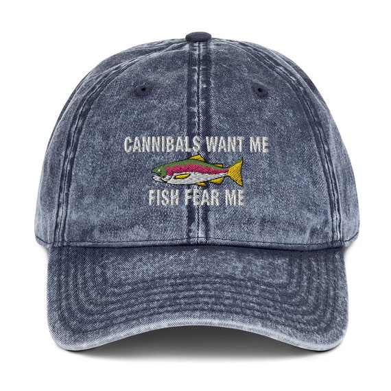 Fish Fear Me Embroidered Vintage Cotton 