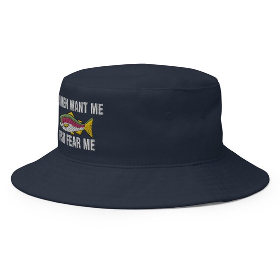 Fish Fear Me Embroidered Bucket Hat - Etsy