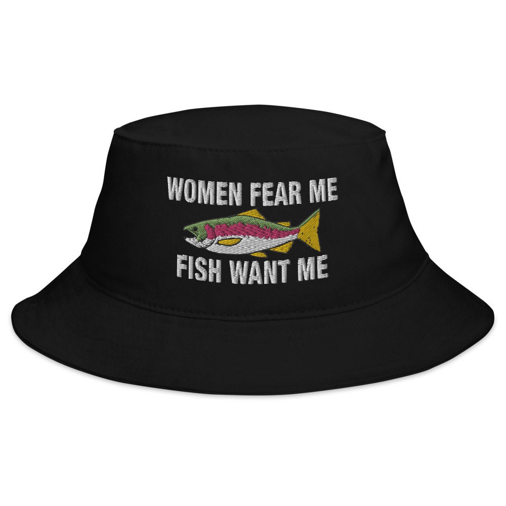 Women Fear Me Fish Want Me Embroidered Bucket Hat -  Canada
