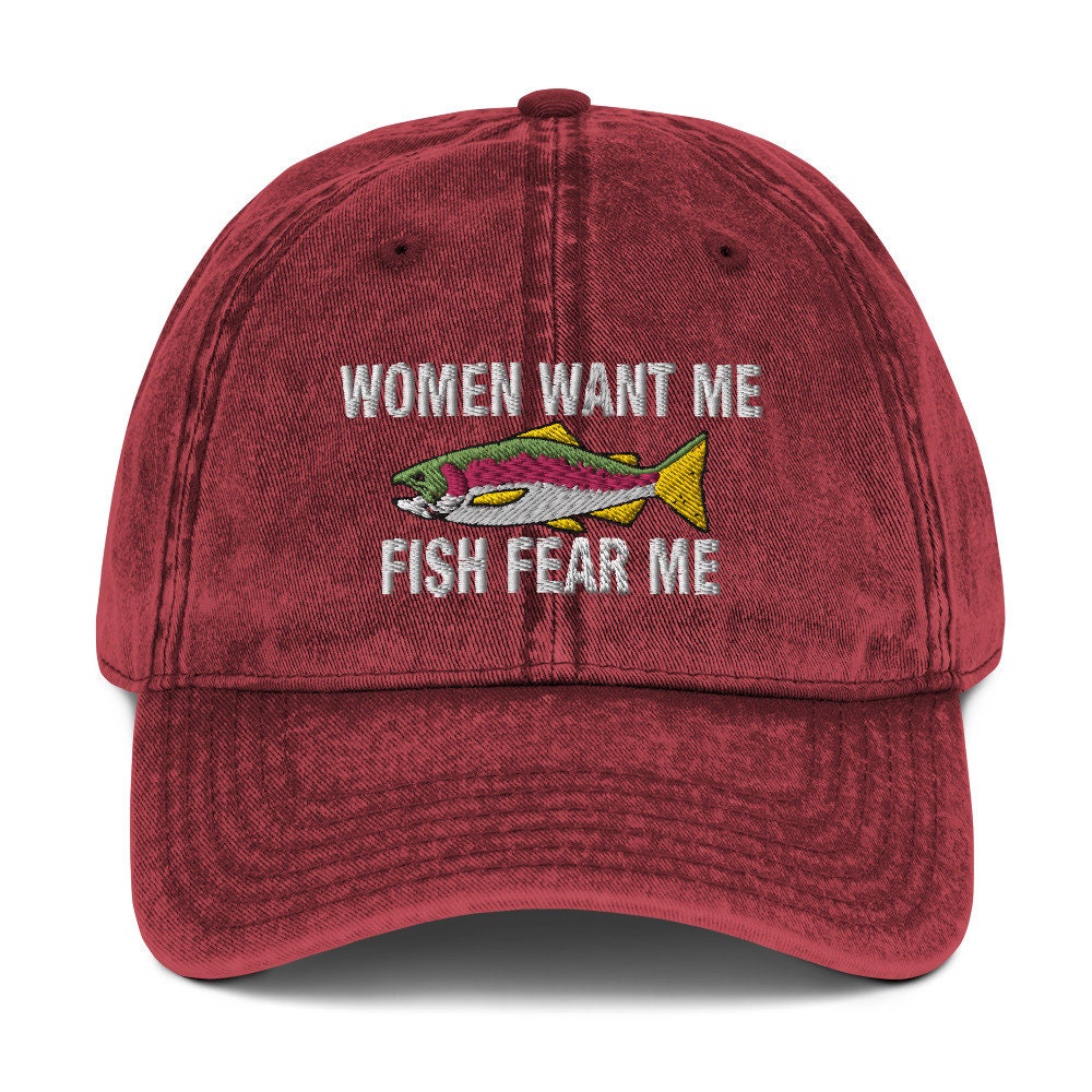 Buy Women Want Me Fish Fear Me Embroidered Vintage Style