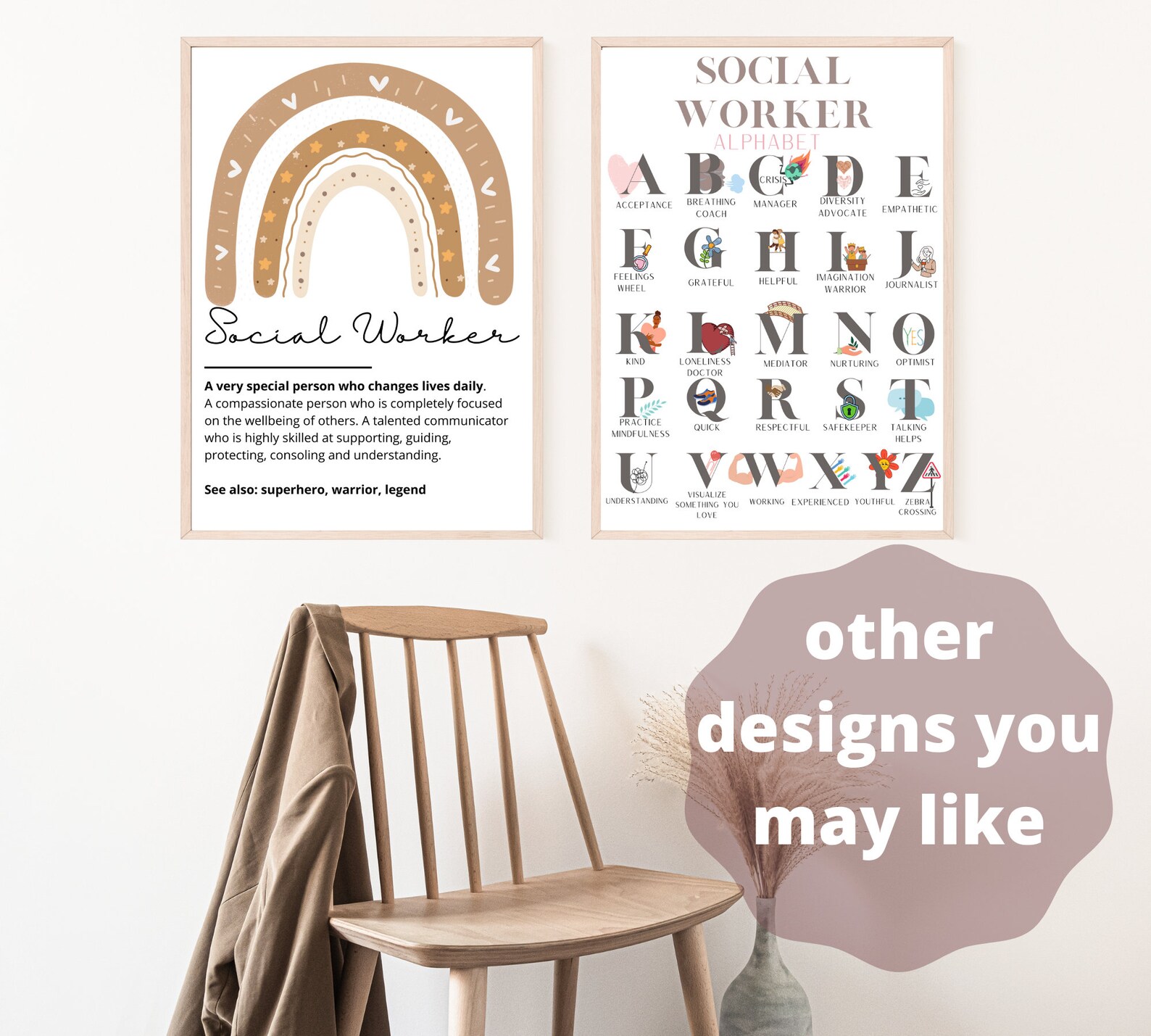 Social Worker Gift, Printable Wall Art, Social Work Hero Poster, Thank ...