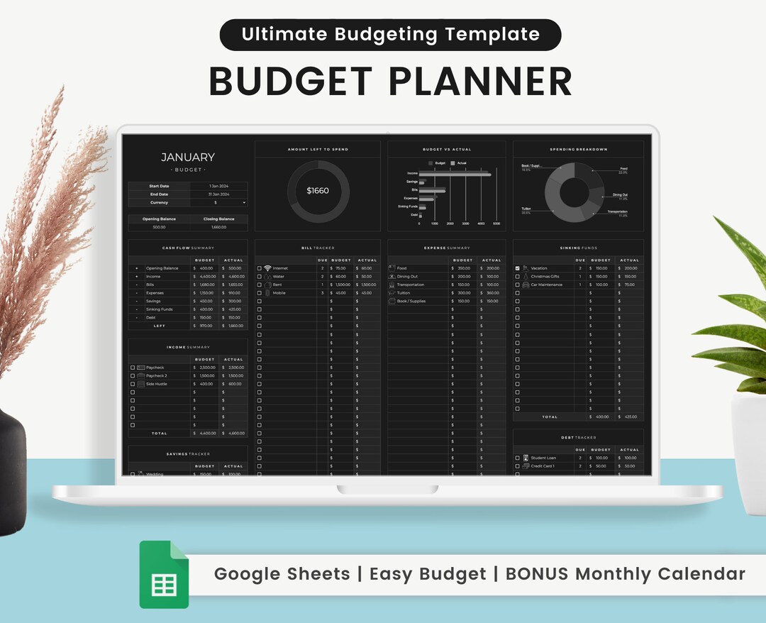 Budget Planner for Google Sheets Weekly, Monthly, Paycheck, Budget
