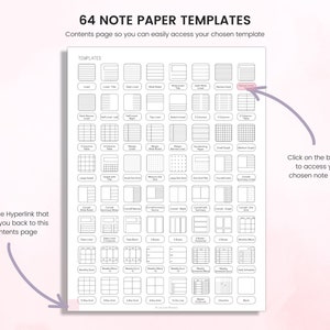 Papel de notas digitales, notas digitales, papel de notas, forrado, cuadriculado, punteado, en blanco, Cornell y plantillas de notas programadas / SOLO para iPad imagen 3