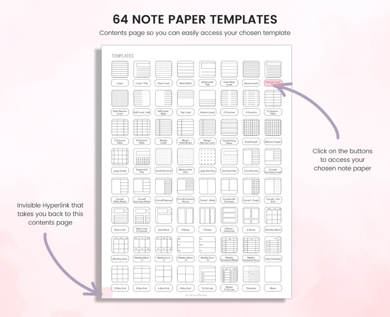 Digital Note Paper, Digital Notes, Note Paper, Lined, Grid, Dotted, Blank, Cornell and Schedule Note Templates For iPad ONLY zdjęcie 3