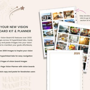 Vision Board Kit, 2026 Vision Board, Goal Planner, Manifestation journal, Goal Setting planner, Vision Board Supplies, Dream board image 5