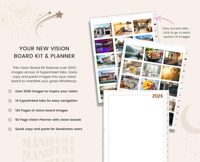 Vision Board Kit, 2026 Vision Board, Goal Planner, Manifestation journal, Goal Setting planner, Vision Board Supplies, Dream board image 5