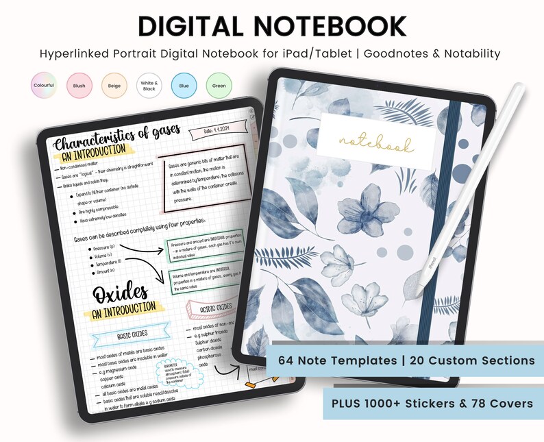 Digital Notebook Digital Journal 20 Custom Sections Lined Etsy