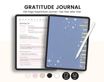 Gratitude Journal, Daily Affirmation Prompts, Mindfulness Journal, Self Care Mental Health Tracker For Goodnotes iPad and Android PDF