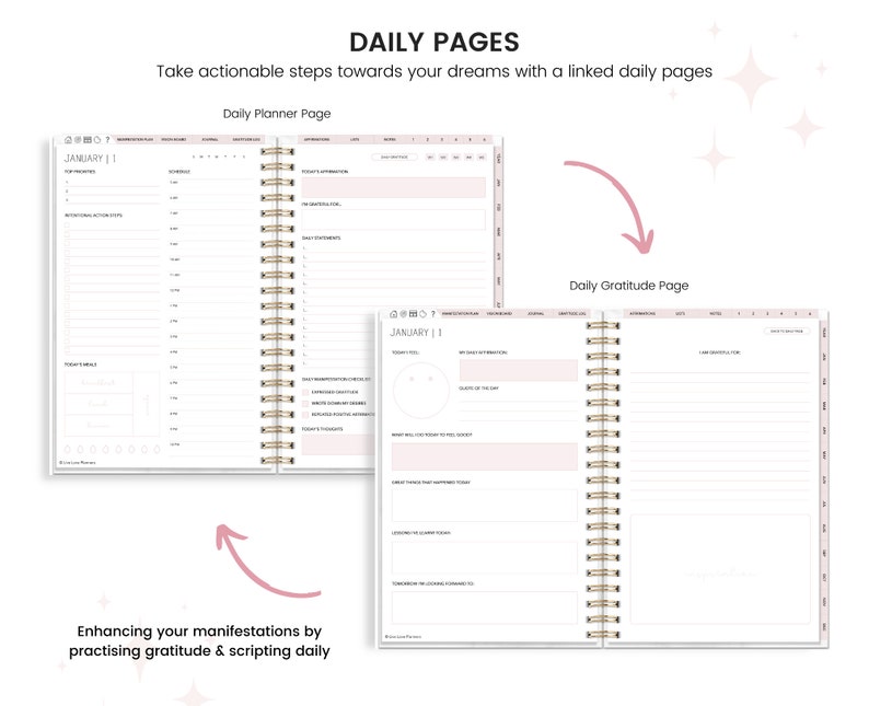 Digital Manifestation Journal, Manifestation Workbook, Undated Planner, Gratitude Journal | Manifest Your Dreams | Law of Attraction