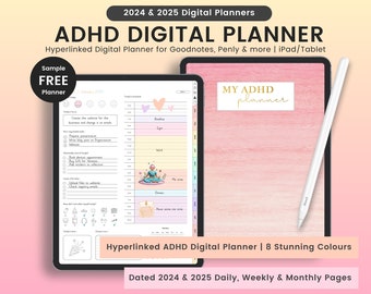 ADHD Digital Planner, 2024 2025 ADHD Digital Planner, Digital Planner ADHD, Adhd Journal, Digital Adhd Planner, Digital Planner