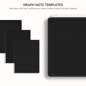 Dark Mode Digital Notebook, Dark Mode Digital Journal, Lined, Grid, Dotted, Blank, Cornell, Dark Mode Note Templates For iPad & Tablet image 5