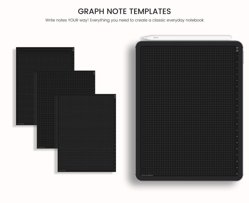 Dark Mode Digital Notebook, Dark Mode Digital Journal, Lined, Grid, Dotted, Blank, Cornell, Dark Mode Note Templates For iPad & Tablet image 5