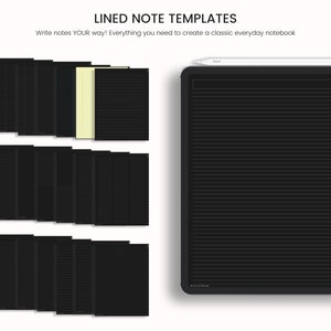 Dark Mode Digital Notebook, Dark Mode Digital Journal, Lined, Grid, Dotted, Blank, Cornell, Dark Mode Note Templates For iPad & Tablet image 4