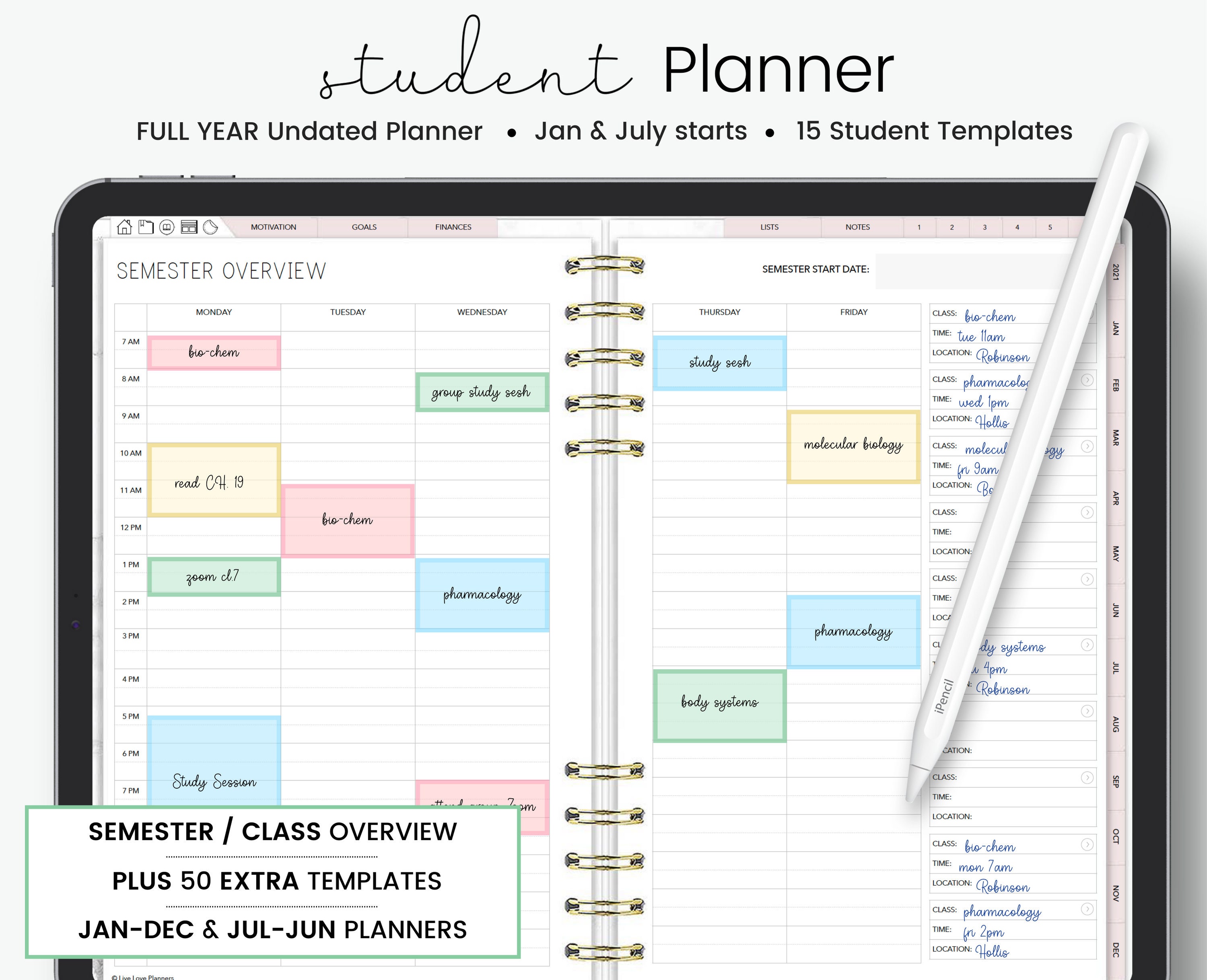 Academic Planner Templates Academic Planner Templates