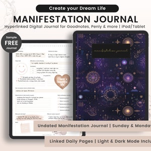 Manifestation Journal, Digital Manifestation Journal, Law of Attraction Journal, Gratitude, Shadow Work, Vision Board, Mindfulness journal