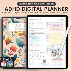 2025 ADHD Digital Planner: Daily, Weekly, Monthly (Digital Download)