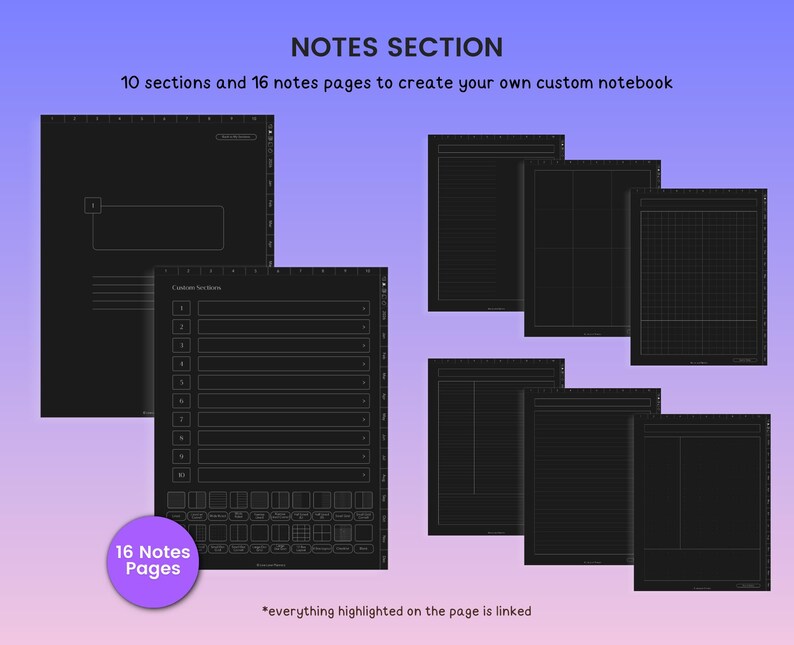 2026 Digital Planner, 2026 Journal, Dark Mode Digital Planner for 2026, 2026 Diary dark Screen, Portrait Planner, Goodnotes, iPad and Tablet image 8