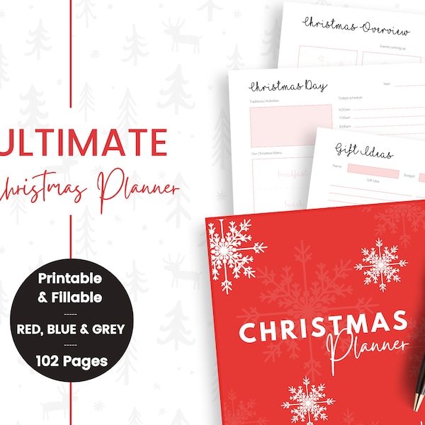 Christmas Planner, Printable Christmas Planner, Printable Holidays Planner, Holiday Planning, Printable Christmas Planner, Fillable Planner