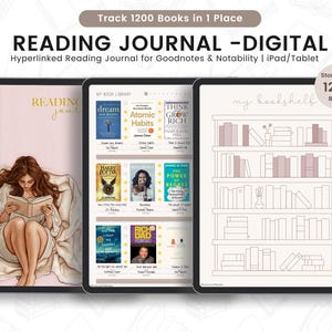 Diario di lettura, Diario di lettura ritratto, Diario di lettura digitale, Tracciatore di libri, Tracciatore di lettura, Diario di lettura, Registro per Goodnotes