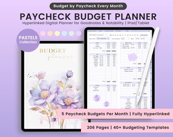 Pastel Paycheck Budget Planner: Digital Finance Templates (Goodnotes, Notability)