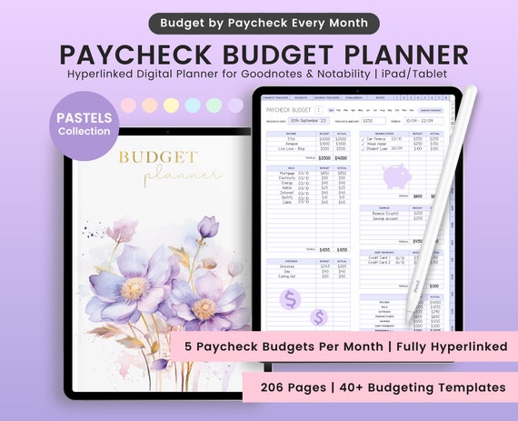 Pastel Paycheck Budget Planner: Digital Finance Templates (Goodnotes, Notability)