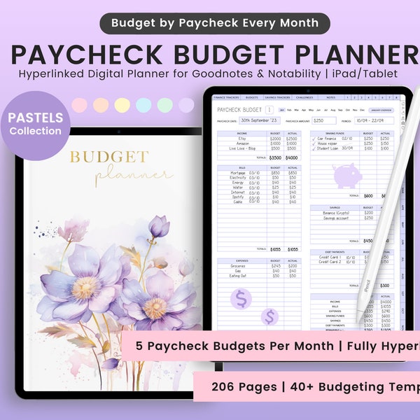 Paycheck Budget, Weekly Budget, Weekly Paycheck Budget, Weekly Budget Template, Budget Planner, Monthly Budget, Budget by Paycheck, Pastels