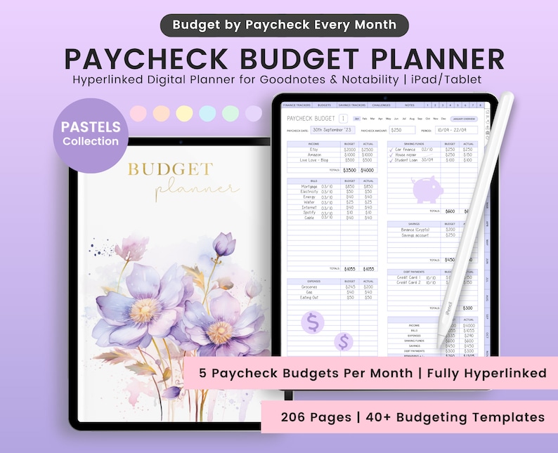 Paycheck Budget, Weekly Budget, Weekly Paycheck Budget, Weekly Budget Template, Budget Planner, Monthly Budget, Budget by Paycheck, Pastels