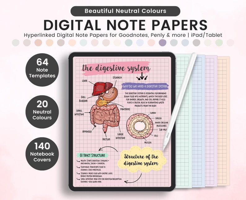 Modèles de notes numériques, Notes numériques, Papier à lettres, ligné, quadrillé, pointillé, vierge, Cornell et annexe Pour iPad UNIQUEMENT image 1