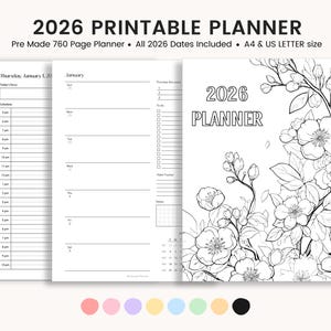 2026 Printable Planner, Daily Weekly Monthly Planner, Printable Planner, 2026 Planner, Undated Life Planner, A4 US Letter, Instant Download