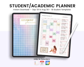 Student Planner, Academic Planner, Digital Student Planner 2025 2026, School Planner, Grade Tracker, Assignment Tracker, Academic Journal
