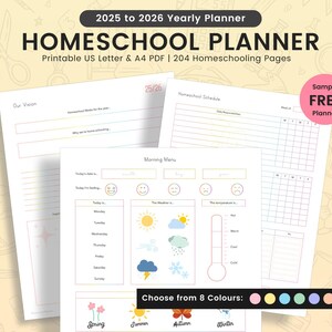 Printable Homeschool Planner 2025-2026: US Letter & A4 (Digital Download)