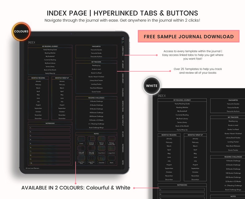 Reading Journal, Portrait Reading Log, Digital Reading Journal, Book Tracker, Reading Tracker, Book Journal, Reading Journal for Goodnotes image 4