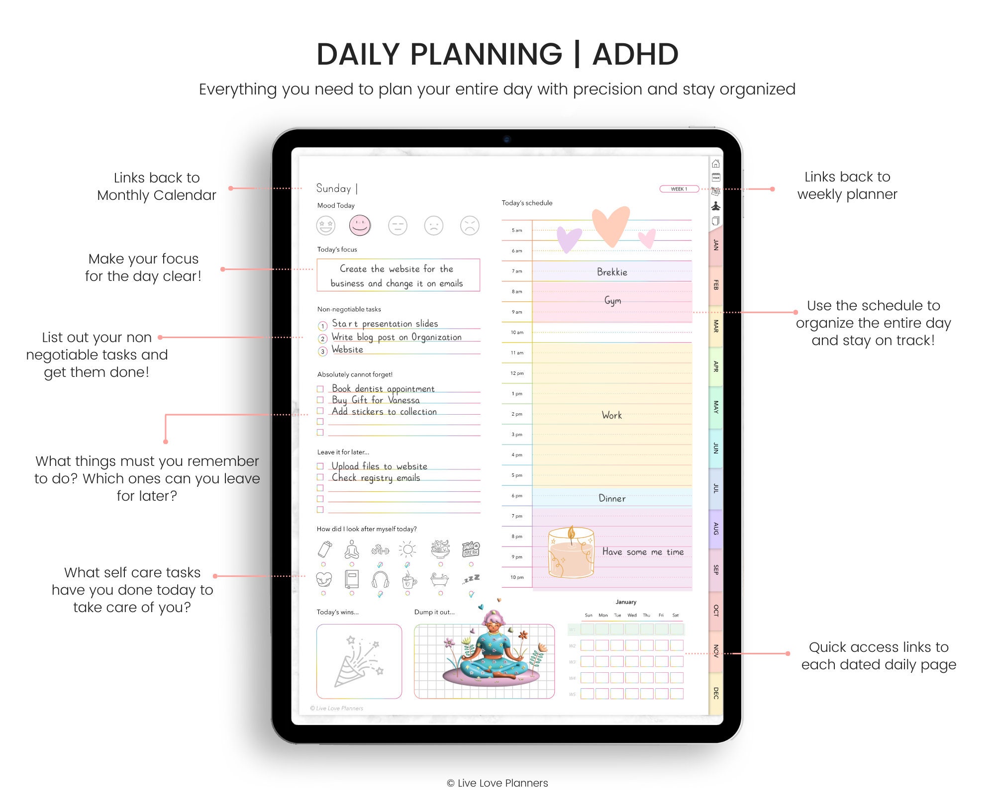 ADHD Digital Planner for Adults: Daily, Weekly, Monthly (goodnotes ...