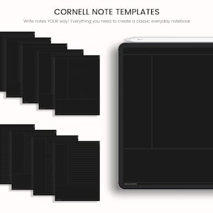 Dark Mode Digital Notebook, Dark Mode Digital Journal, Lined, Grid, Dotted, Blank, Cornell, Dark Mode Note Templates For iPad & Tablet image 7